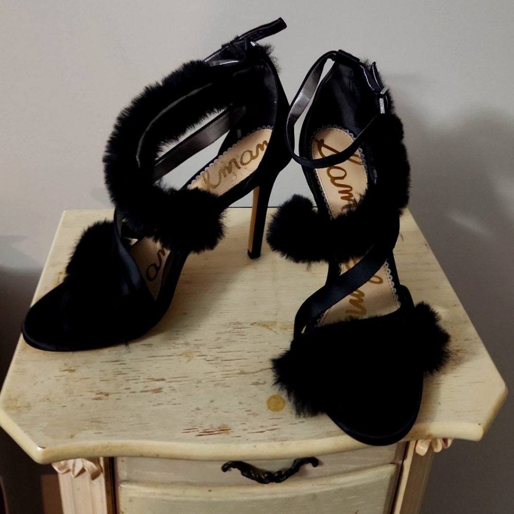Sam Edelman Black Fur Dress Heels